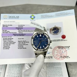 Audemars Piguet Replica Watch Royal Oak 15500 Dial Blue Custom Moissanite Diamonds 41mm