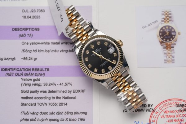 Rolex Best Replica Watches DateJust Gold Wrapped Black Dial 31mm