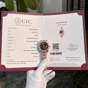 Rolex Replica Watch Day-Date Custom Gold Wrapped Moissanite Diamonds Dial Chocolate GM Factory 40mm