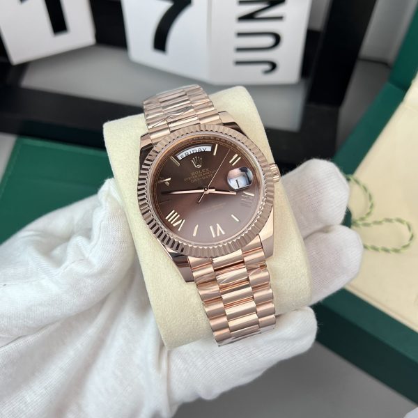 Rolex Day-Date 18K Gold Wrapped Replica Watch Chocolate Dial GM V2 40mm