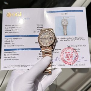 Rolex Day-Date Gold Wrapped Replica Watch With Moissanite Full DIal GM V2 40mm