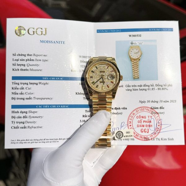 Rolex Day-Date Solid Gold Wrapped Replica Watch With Moissanite 40mm