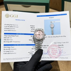 Rolex DateJust Replica Watch Moissanite Diamond Pink Dial 31mm