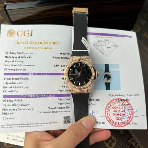 Hublot Best Replica Watch Orlinski King Gold Custom Natural Diamonds Rubber Strap 40mm
