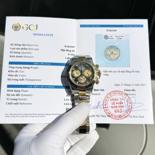 Rolex Cosmograph Daytona Replica Watch Mother Of Pearl & Moissanite Diamonds Dial 40mm
