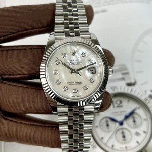 Rolex Replica Watch DateJust Dial Mother Of Pearl Moissanite Diamonds 41mm