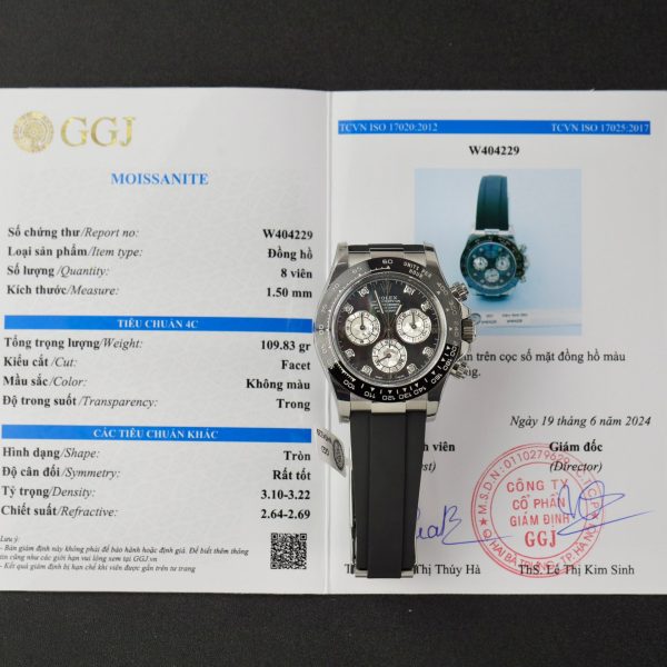 Rolex Replica Watch Daytona Dial Mother Of Pearl & Moissanite Diamonds Custom 40mm