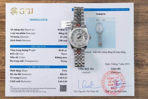 Rolex DateJust Replica Watch Mother Of Pearl Dial With Moissanite Bezel 31mm