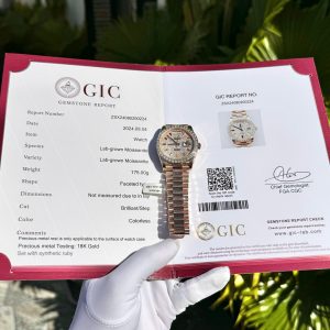 Rolex Day-Date Replica Watch Gold Wrapped End Moissanite Diamonds Baguette Custom 40mm