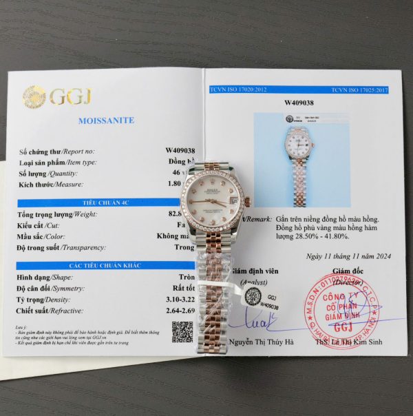 Rolex DateJust Replica 11 Watch Dial Mother Of Pearl Custom Moissanite Diamonds 31mm