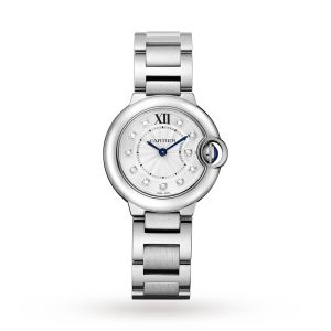 Cartier Ballon Bleu De Cartier Watch 28mm Quartz Steel Diamonds WE902073