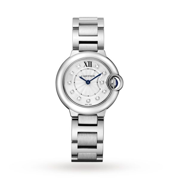 Cartier Ballon Bleu De Cartier Watch 28mm Quartz Steel Diamonds WE902073