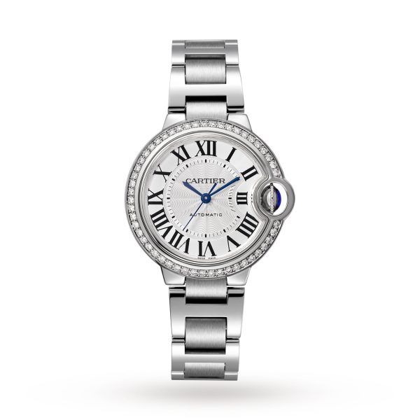 Cartier Ballon Bleu De Cartier Watch 33mm Automatic Steel Diamonds W4BB0016