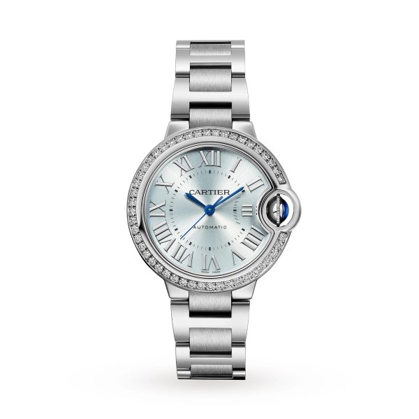 Cartier Ballon Bleu de Cartier watch 33 mm automatic movement steel diamonds W4BB0028