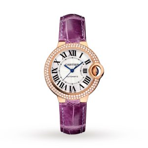 Cartier Ballon Bleu de Cartier watch 33mm automatic movement rose gold diamonds leather WE902066