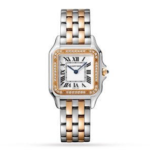 Cartier Panthère De Cartier Watch Medium Model Quartz Rose Gold Steel Diamonds W3PN0007