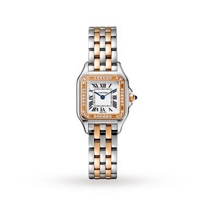 Cartier Panthère De Cartier Watch Small Model Quartz Rose Gold Steel Diamonds W3PN0006