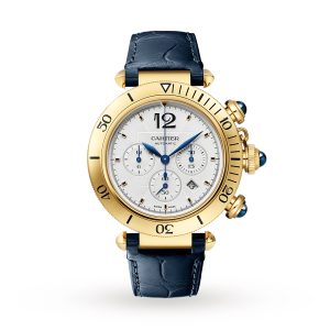 Cartier Pasha de Cartier 41 mm chronograph automatic movement 18K yellow gold interchangeable leather straps WGPA0017