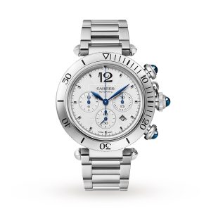 Cartier Pasha de Cartier 41 mm chronograph automatic movement steel interchangeable metal and leather straps WSPA0018