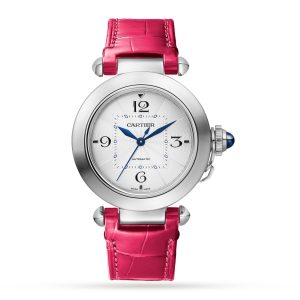 Cartier Pasha de Cartier watch 35mm automatic movement steel 2 interchangeable leather straps WSPA0012