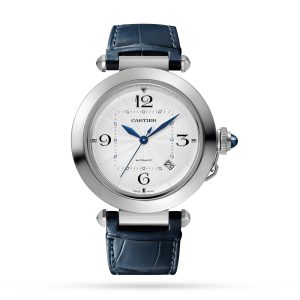Cartier Pasha de Cartier watch 41 mm automatic movement steel 2 interchangeable leather straps WSPA0010