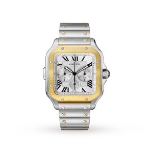 Cartier Santos De Cartier Chronograph Watch Extra-large Model Automatic Yellow Gold Steel Interchangeable Metal And Rubber Bracelets W2SA0008