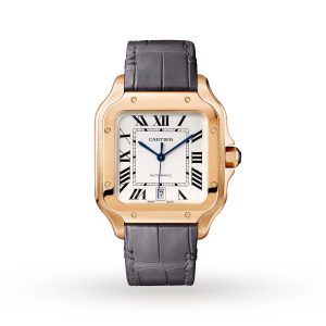 Cartier Santos De Cartier Watch Large Model Automatic Pink Gold 2 Interchangeable Leather Bracelets WGSA0019