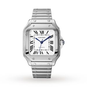 Cartier Santos De Cartier Watch Medium Model Automatic Steel Interchangeable Metal And Leather Bracelets WSSA0029