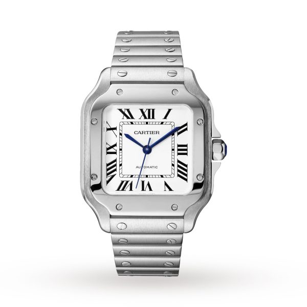 Cartier Santos De Cartier Watch Medium Model Automatic Steel Interchangeable Metal And Leather Bracelets WSSA0029