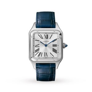 Cartier Santos-Dumont Watch Large Model Quartz Steel Leather WSSA0022
