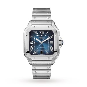 Cartier Santos de Cartier watch Large model automatic movement steel interchangeable metal and leather bracelets WSSA0030/WSSA0013