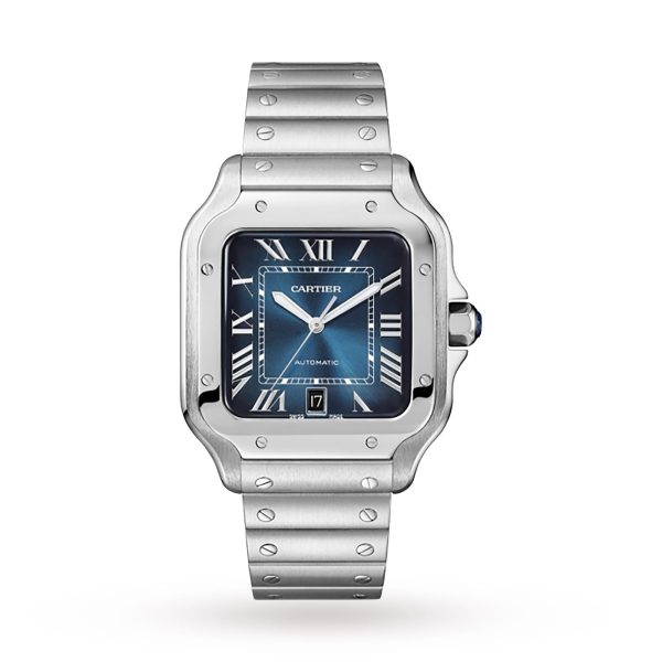 Cartier Santos de Cartier watch Large model automatic movement steel interchangeable metal and leather bracelets WSSA0030/WSSA0013