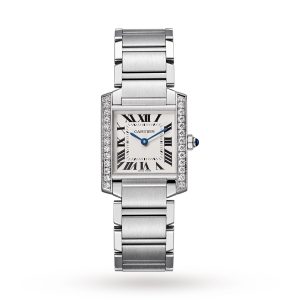 Cartier Tank Française Watch Medium Model Quartz Steel Diamonds W4TA0009
