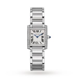 Cartier Tank Française Watch Small Model Quartz Steel Diamonds W4TA0008