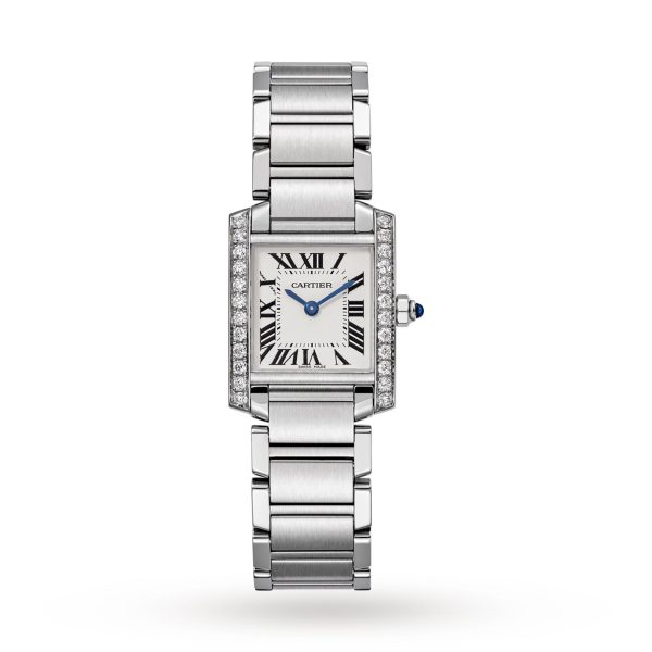 Cartier Tank Française Watch Small Model Quartz Steel Diamonds W4TA0008